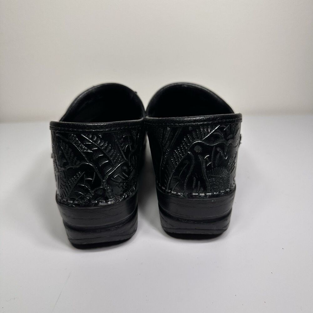 Dansko Professional Black Leather Tooled Embossed Clog Women’s Sz 41 US 10.5-11 - Picture 7 of 11